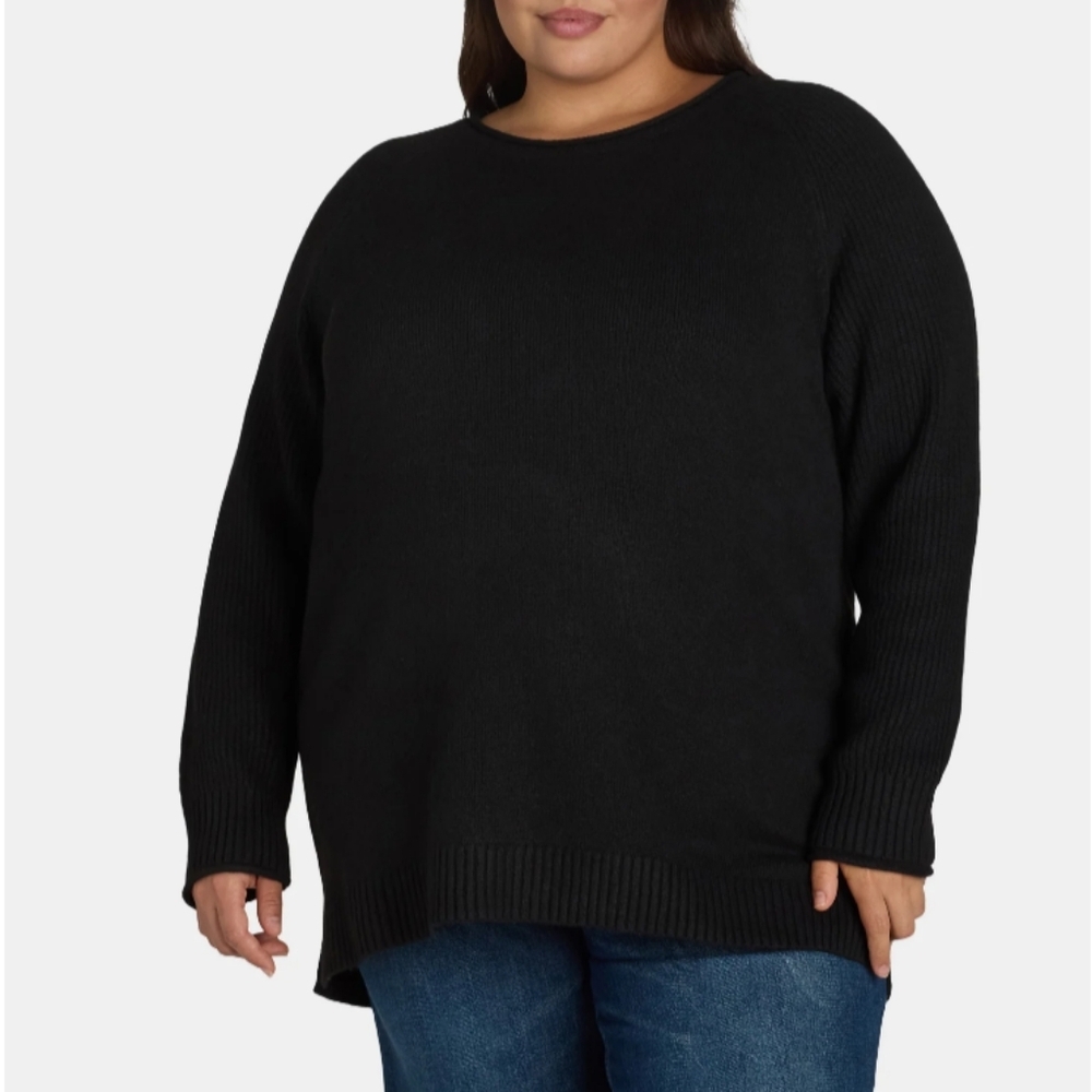 Terra & Sky Women’s Size 2X (20W-22W) Plus Mixed Rib Crewneck Sweater Lightweigt